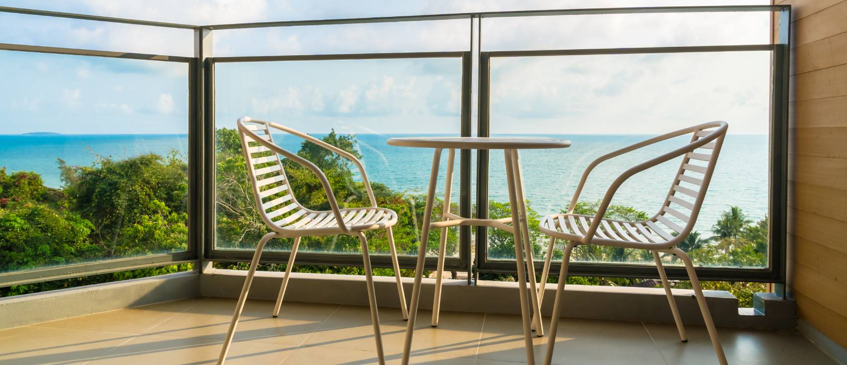 waterproofed balcony with chair table