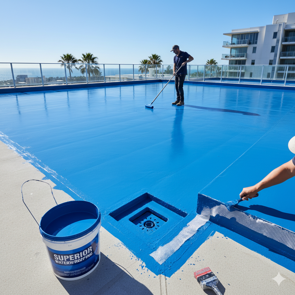 Commercial concrete roof floor sealing